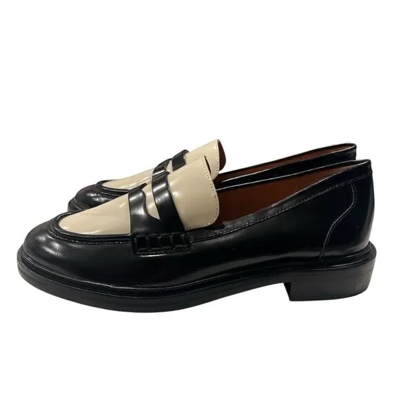 Madewell Black Ivory Leather Penny Chunky Loafers Vernon - Picture 6 of 12